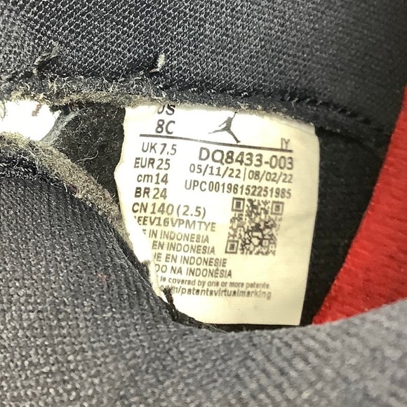 Jordan Jumpman Two Trey Black University Red toddler SZ 8C - Picture 10 of 12